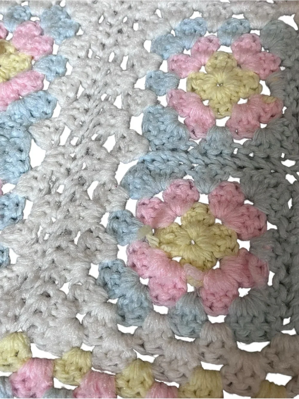 VTG Crochet Baby Blanket Afghan Granny Squares 36